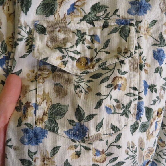 Vintage Casey & Max 100% cotton Floral Corduroy w Denim Collar - Picture 3 of 7